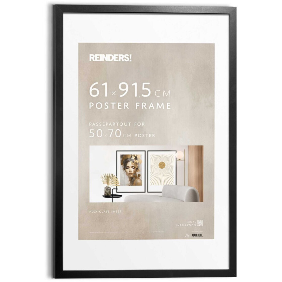 Wissellijst hout Poster 61x91,5 of 50x70 Zwart Hout - REINDERS afbeelding 1