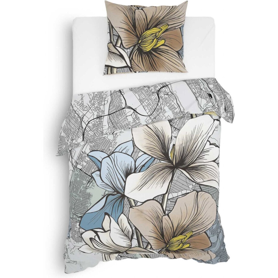 Heckett & Lane Hudson Dekbedovertrek - Twill - Eenpersoons - 140x200/220 cm - Sketch Grey afbeelding 1