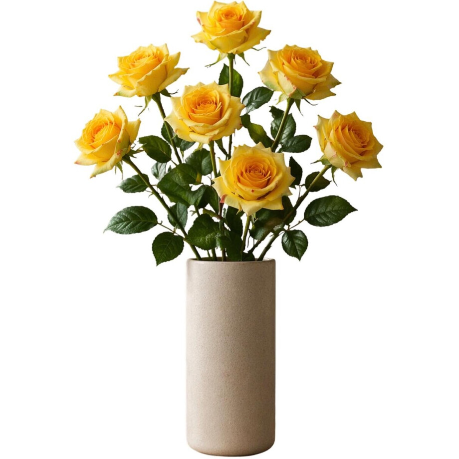 Mica Decorations Kunstbloemen Roos Amore - 6x - 66 cm - geel - zijdebloemen - boeket - rozen Mica Decorations Kunstbloemen Roos Amore - 6x - 66 cm - geel - zijdebloemen - boeket - rozen afbeelding 1
