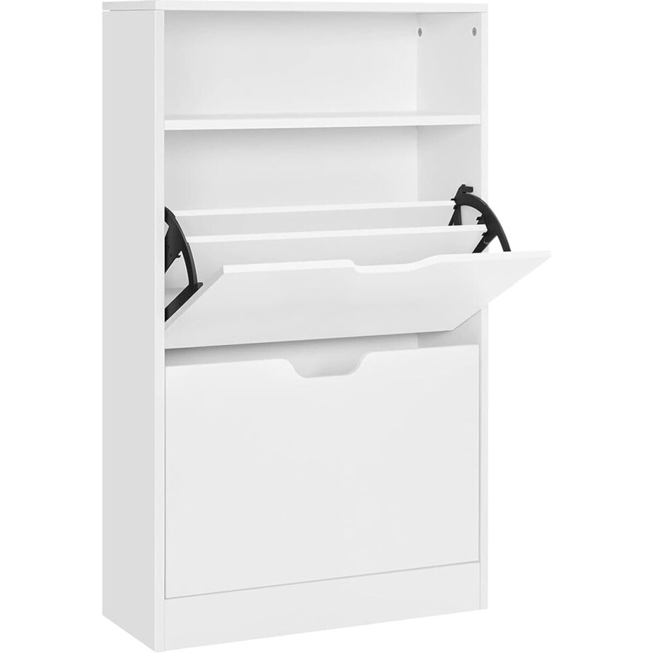 MAZAZU - Schoenenkast - 2 kleppen - Halmeubel - Wit - 60x24x102 afbeelding 1