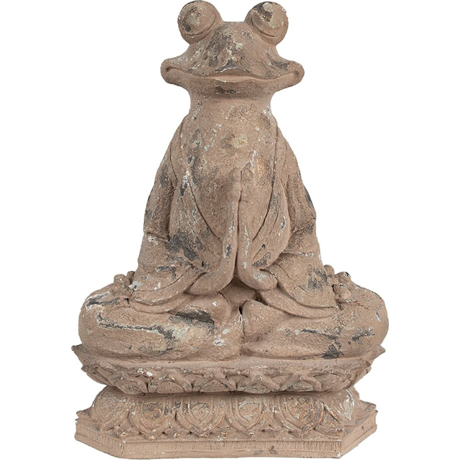 Clayre & Eef Decoratie Beeld Kikker 27x17x37 cm Bruin Polyresin afbeelding 1