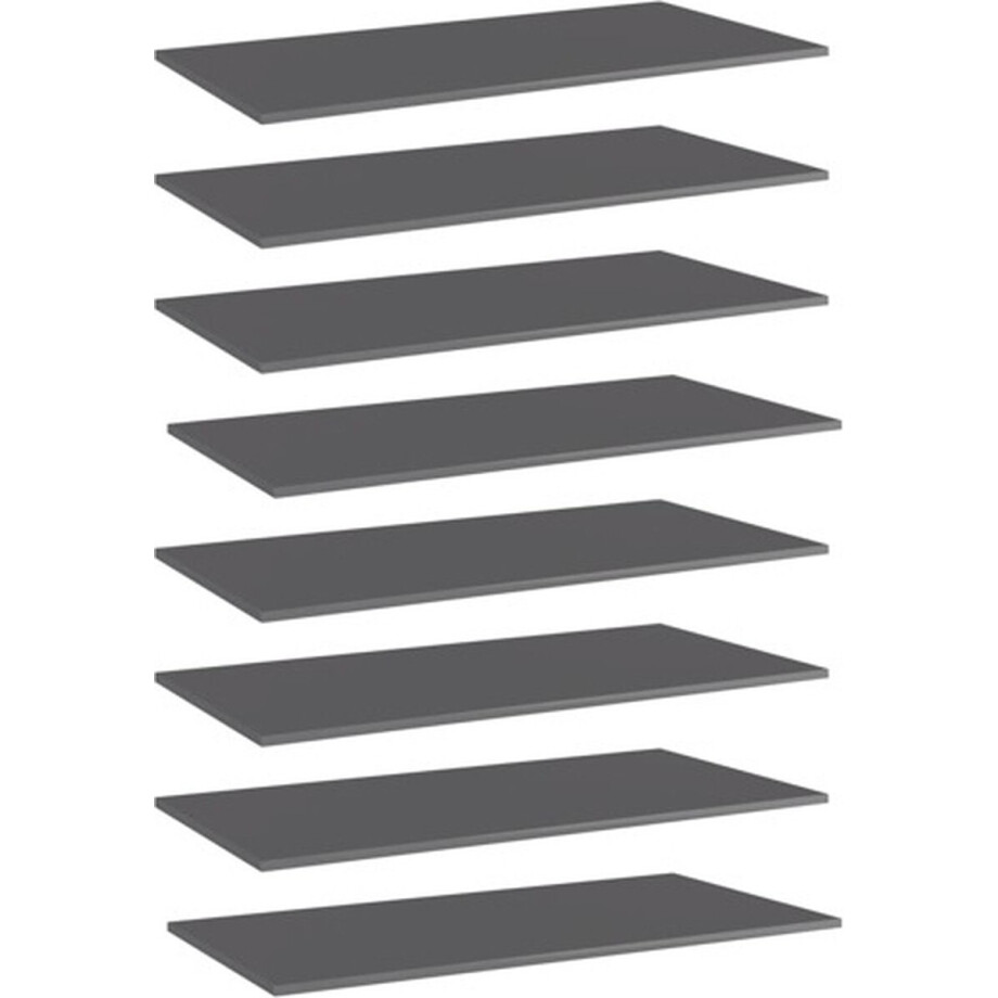 vidaXL - Wandschappen - 8 - st - 80x30x1,5 - cm - spaanplaat - hoogglans - grijs vidaXL - Wandschappen - 8 - st - 80x30x1,5 - cm - spaanplaat - hoogglans - grijs afbeelding 1