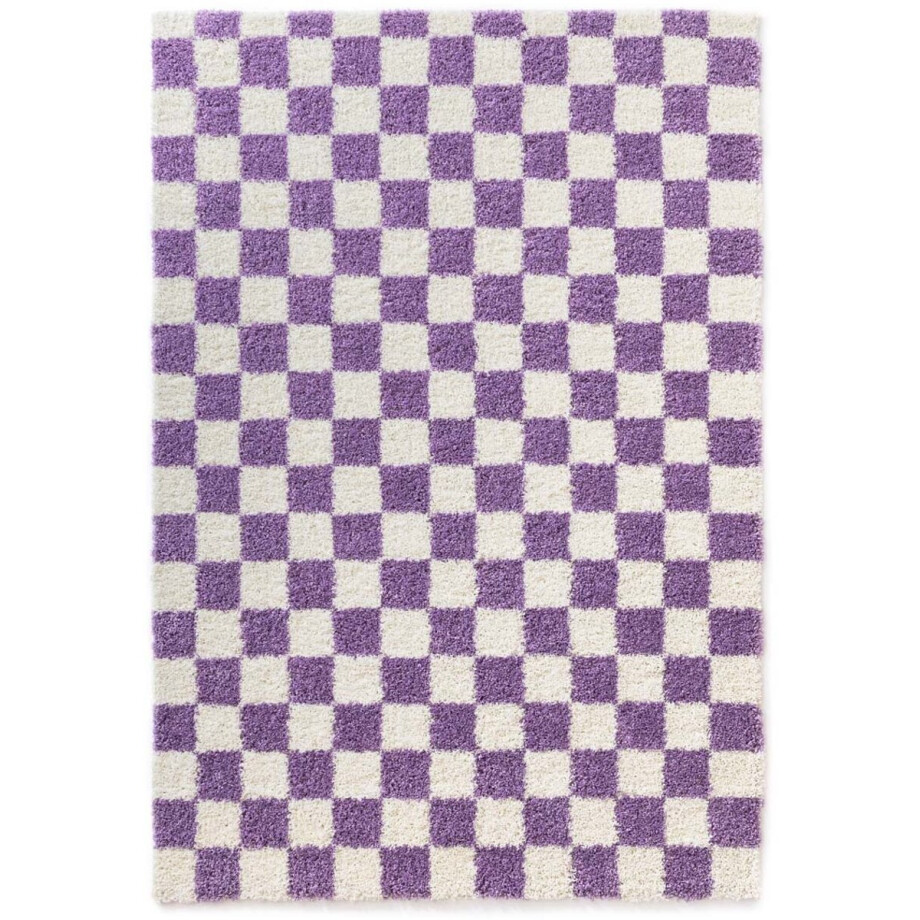 Checkerboard vloerkleed - Check ivoor/lila 240x340 cm afbeelding 1
