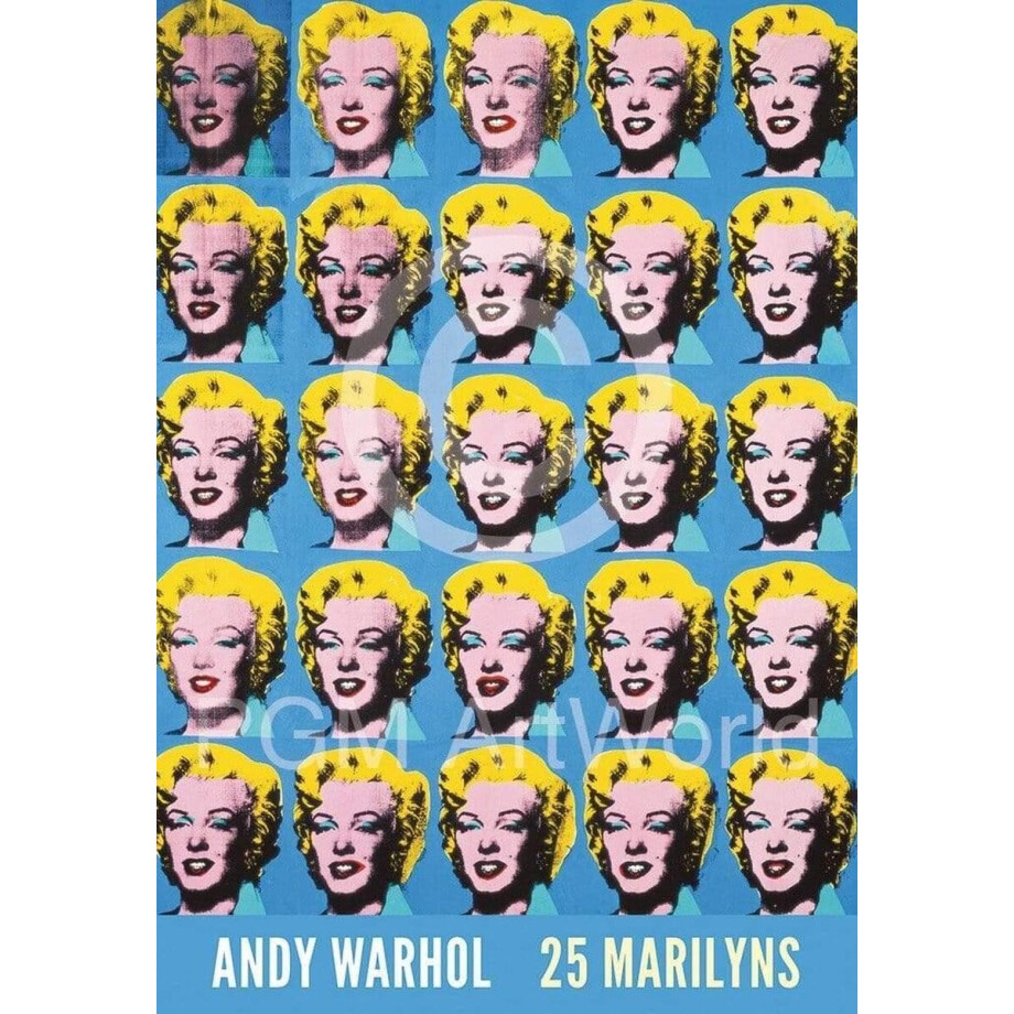 Kunstdruk Andy Warhol - 25 Colored Marilyns 45x65cm Kunstdruk Andy Warhol - 25 Colored Marilyns 45x65cm afbeelding 1