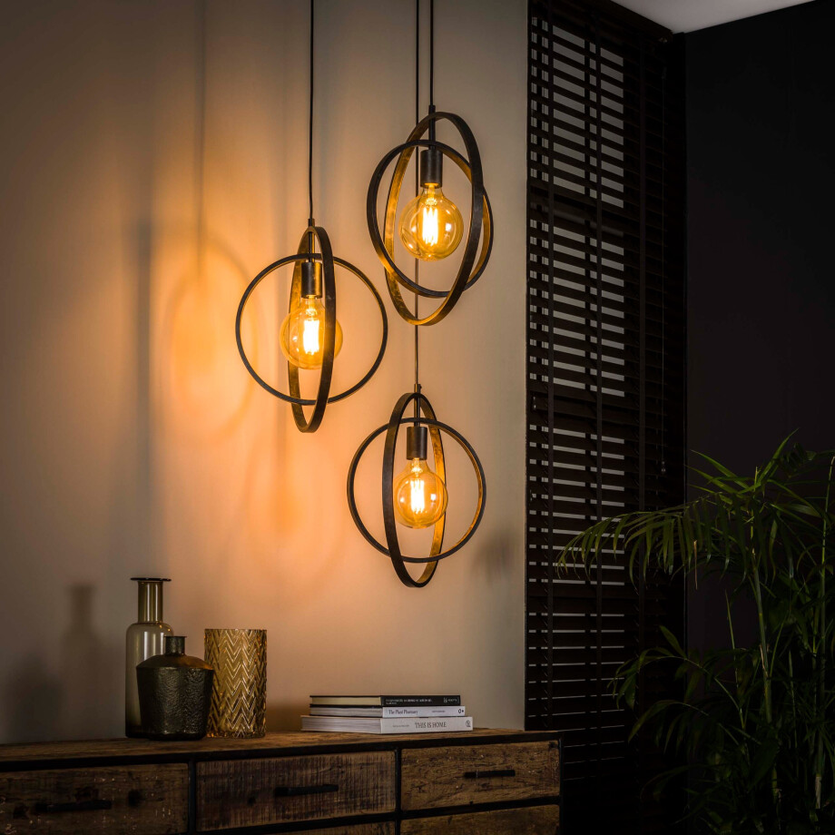 Hanglamp Turn Around getrapt 3-lichts Charcoal afbeelding 1