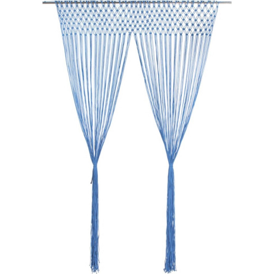 vidaXL - Gordijn - macramé - 140x240 - cm - katoen - blauw afbeelding 1