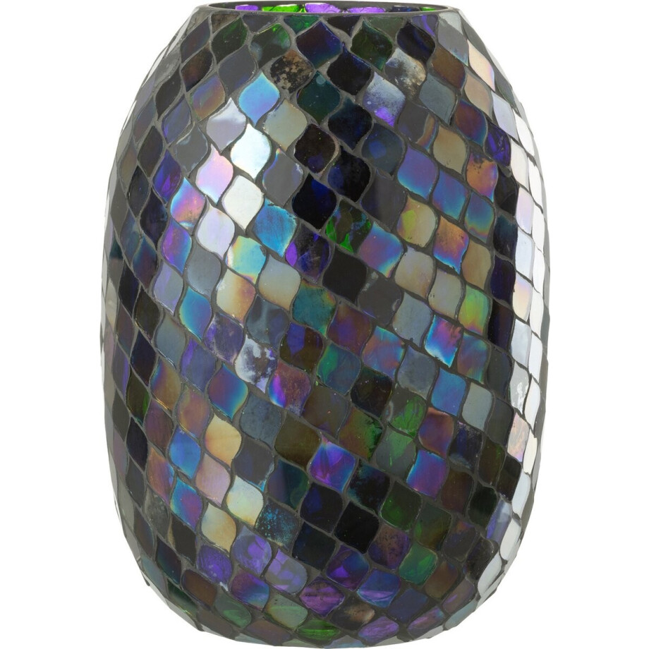 J-Line windlicht Mozaiek - glas - paars - extra large afbeelding 1