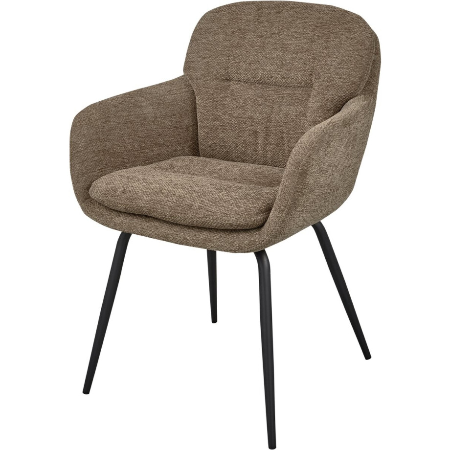 WOOOD Runa Eetkamerstoel - Chenille Stof - Donker Zand - 82x57x59 cm afbeelding 1