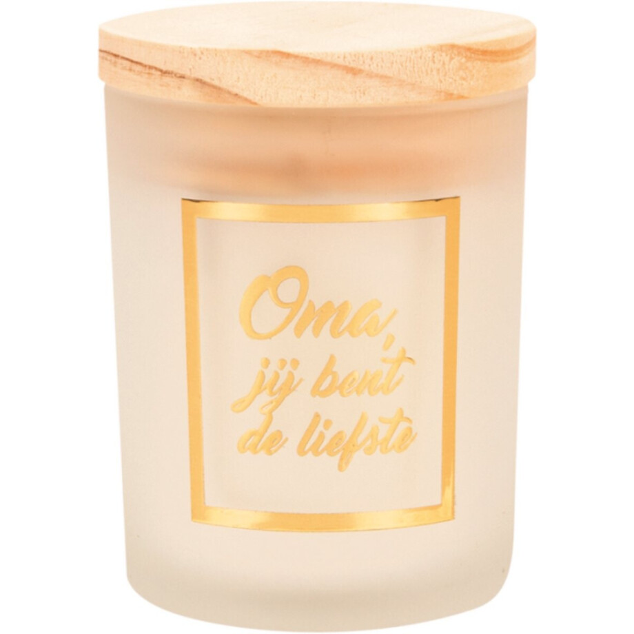 Geurkaars - Small scented candle - Oma, jij bent de liefste - Wit goud - 8x6x6cm afbeelding 1