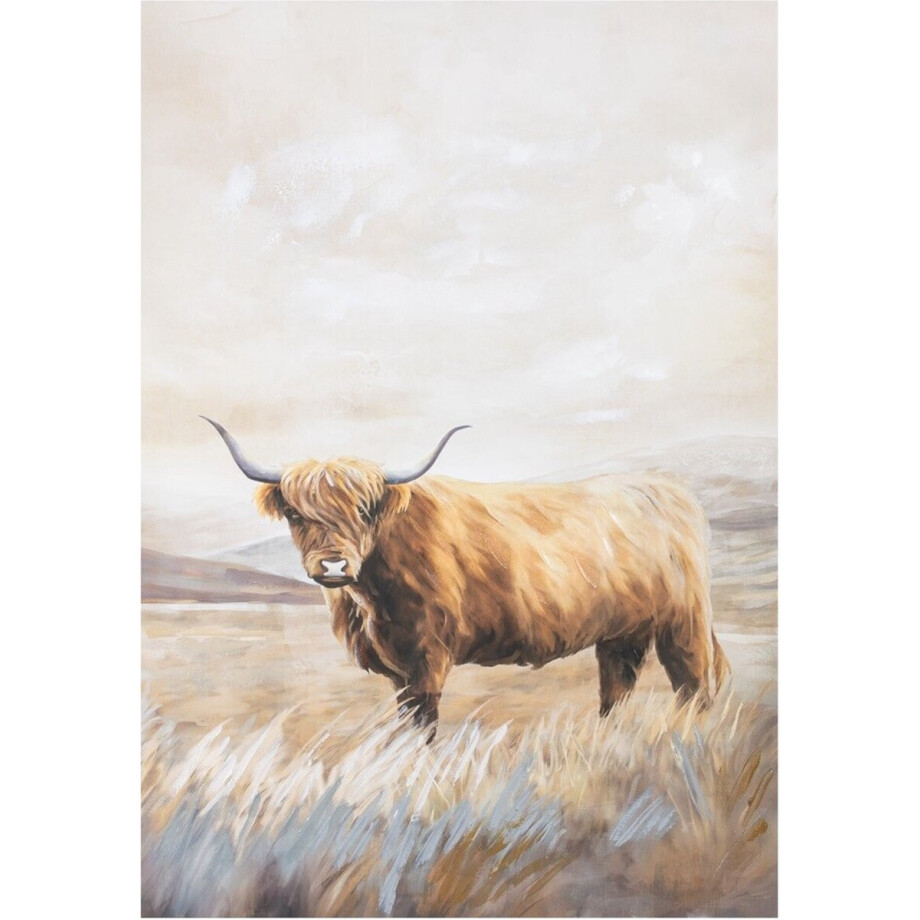 Schilderij handgeschilderd Schotse Hooglander 70x100x3,5cm | FK8341| HomeBound by KY | Stoer & Sober Woonstijl afbeelding 1
