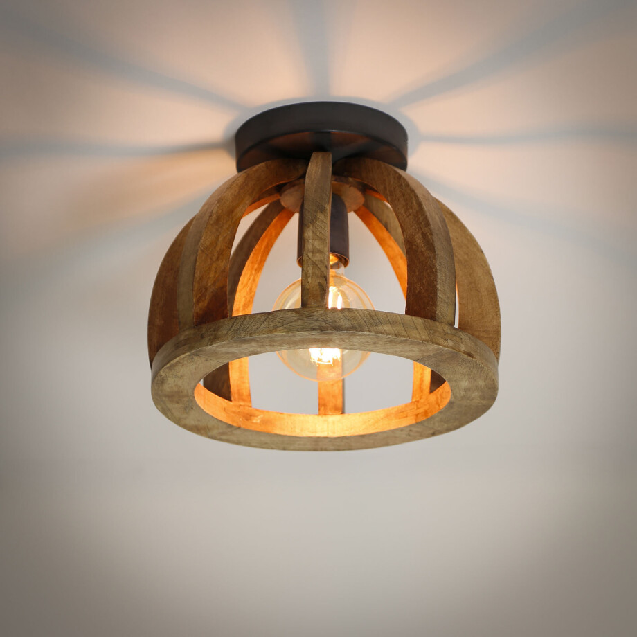 LifestyleFurn Plafondlamp 'Brenner' Mangohout afbeelding 1
