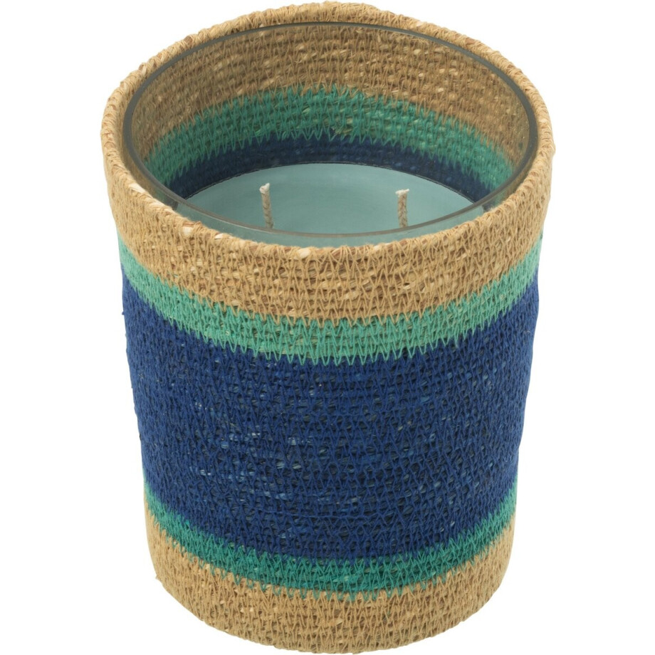 J-Line geurkaars Mand - Seaside Bliss - glas - blauw - medium - 55U afbeelding 1