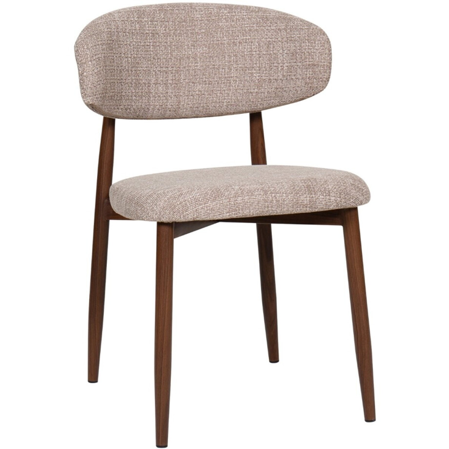 Giga Meubel Eetkamerstoel Alexia - Taupe/Walnoot - Set van 2 afbeelding 1