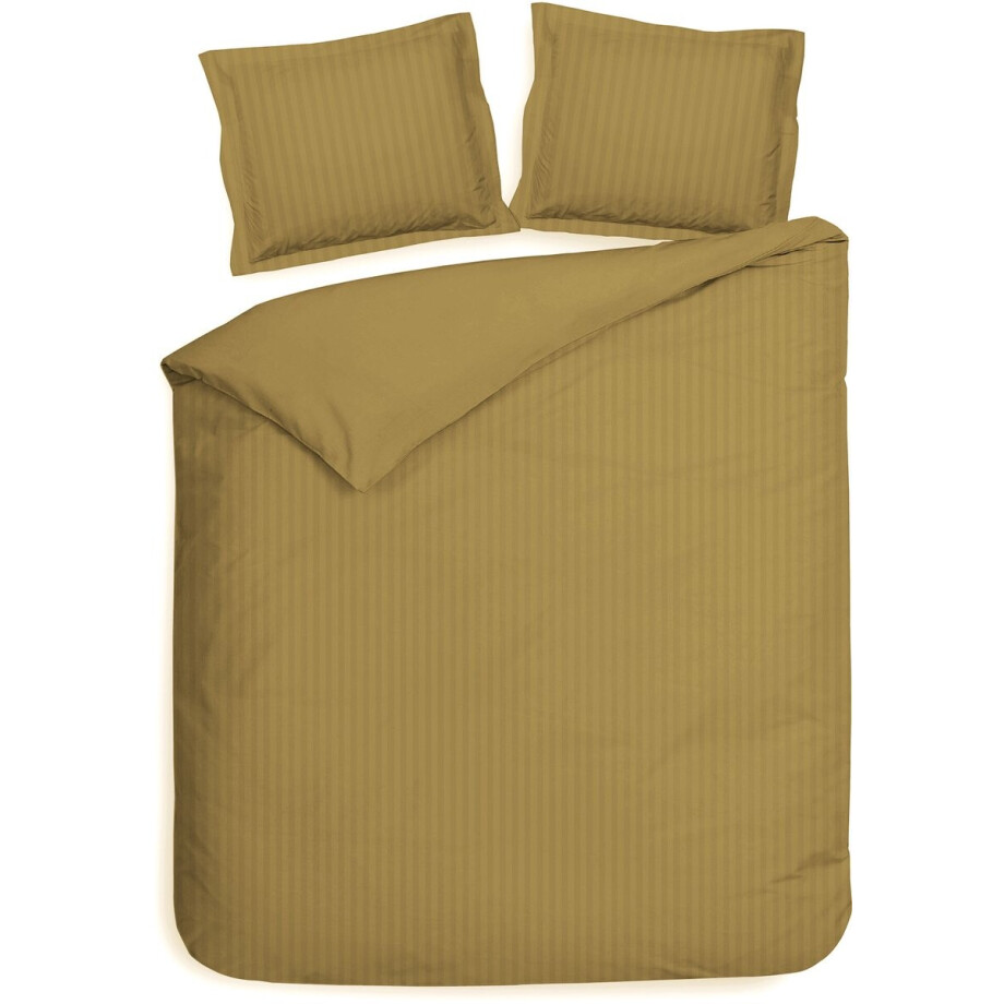 Heckettlane Dekbedovertrek Banda - Bedlinnen met Strepen - 260x200-220 cm - Goud - Dekbedovertrek van 100% Katoen-Satijn Heckettlane Dekbedovertrek Banda - Bedlinnen met Strepen - 260x200-220 cm - Goud - Dekbedovertrek van 100% Katoen-Satijn afbeelding 1