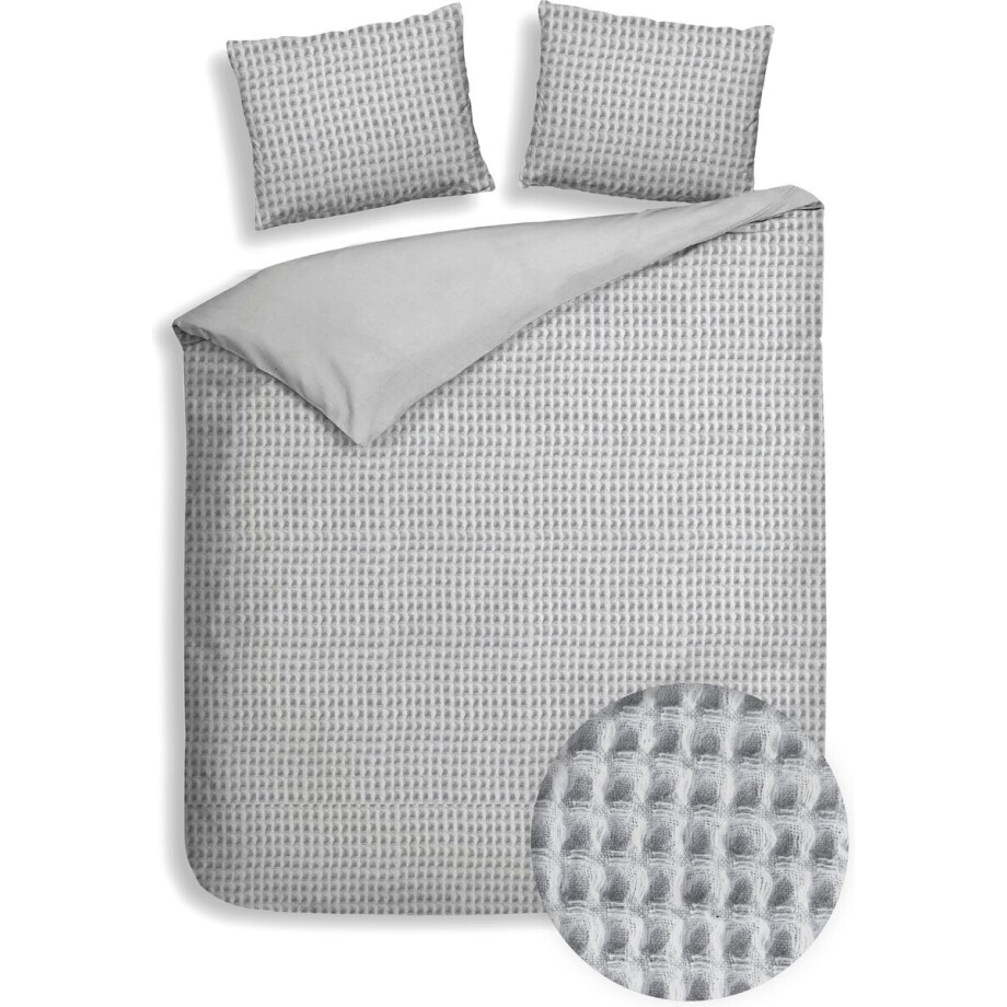 Heckettlane Dekbedovertrek Vafala - Effen Bedlinnen - 200x220 - Grijs - Dekbedhoes van Katoen Heckettlane Dekbedovertrek Vafala - Effen Bedlinnen - 200x220 - Grijs - Dekbedhoes van Katoen afbeelding 1
