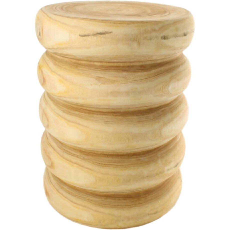 DKNC - Bijzettafel rond Micki - Paulowniahout - 28x28x38cm - Beige afbeelding 1