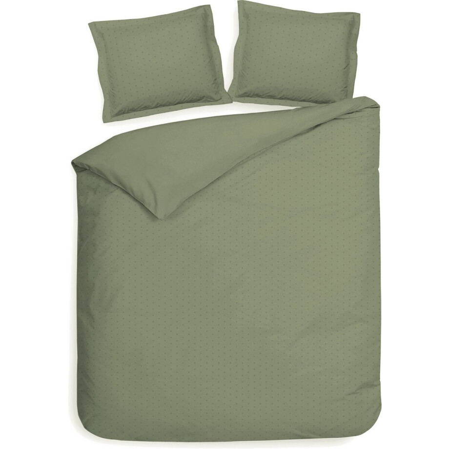 Heckettlane Laurel-Green Dekbedovertrek Punto 240x200-220 cm + 2 slopen 60x70 cm, gemaakt van 100% Katoen-Satijn afbeelding 1