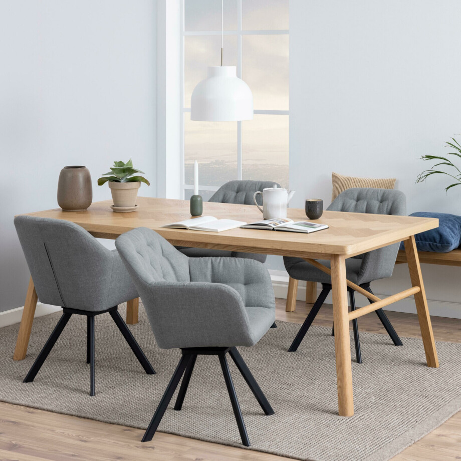 Bendt Eettafel 'Gregor' Visgraat Eiken, 200 x 100cm Bendt Eettafel 'Gregor' Visgraat Eiken, 200 x 100cm afbeelding 1