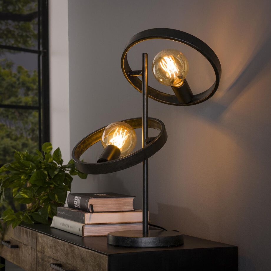 LifestyleFurn Tafellamp 'Homer' 2-lamps, kleur Charchoal afbeelding 1