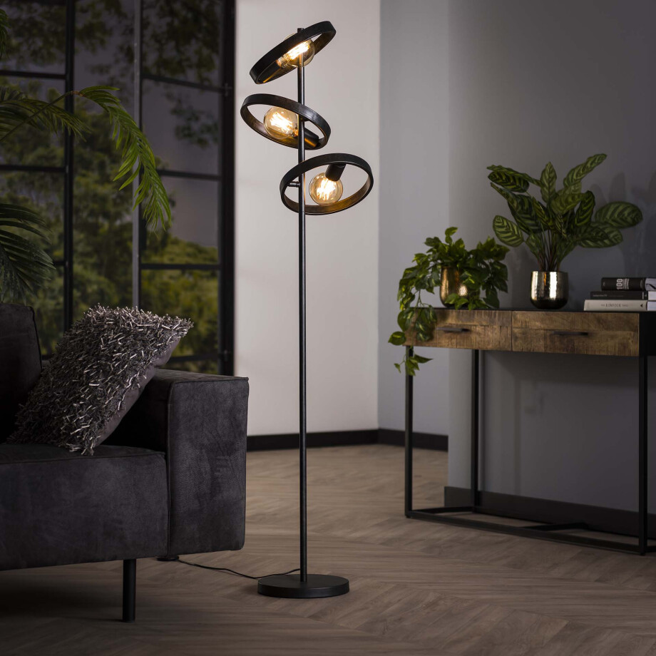 LifestyleFurn Vloerlamp 'Homer' 3-lamps, kleur Charchoal afbeelding 1