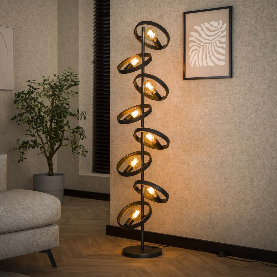 LifestyleFurn Vloerlamp 'Homer' 8-lamps, kleur Charchoal afbeelding 1