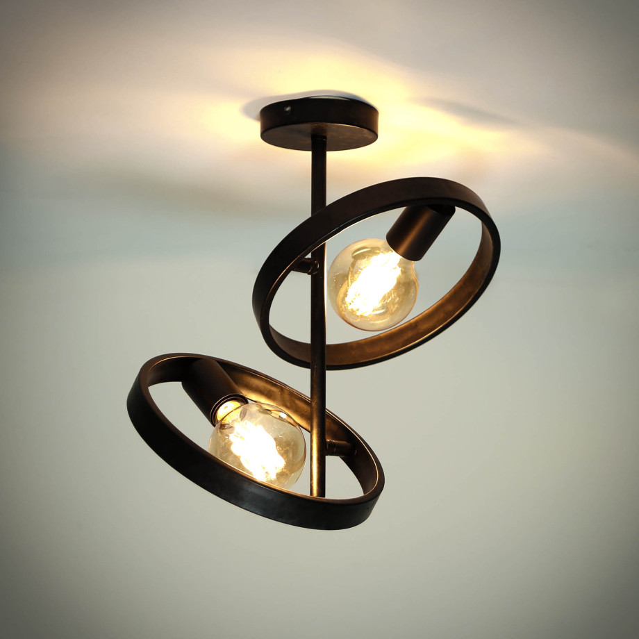 LifestyleFurn Plafondlamp 'Homer' 2-lamps, kleur Charchoal afbeelding 1