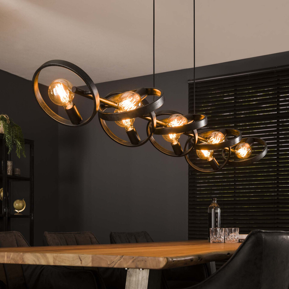 LifestyleFurn Hanglamp 'Homer' 8-lamps, kleur Charchoal afbeelding 1