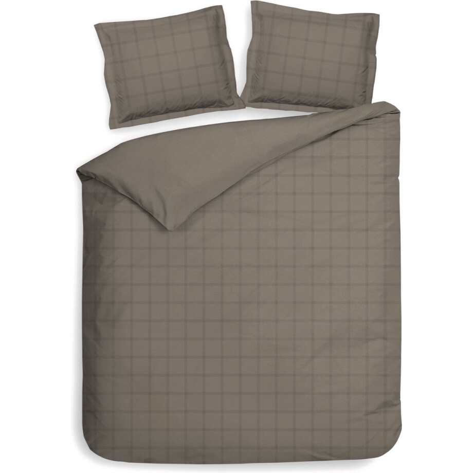 Heckettlane Taupe-Grey Dekbedovertrek Diamante 240x200-220 cm + 2 slopen 60x70 cm, gemaakt van 100% Katoen-Satijn afbeelding 1