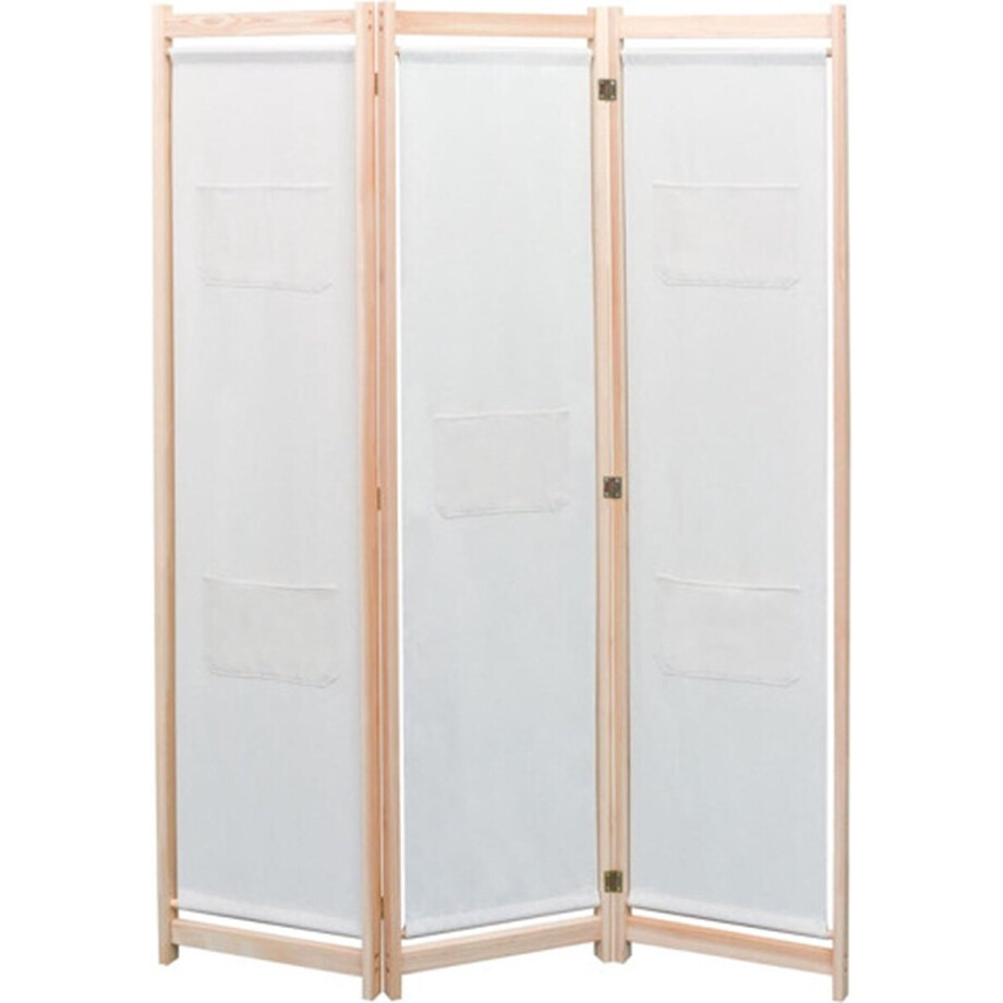 vidaXL - Kamerscherm - met - 3 - panelen - 120x170x4 - cm - stof - crème vidaXL - Kamerscherm - met - 3 - panelen - 120x170x4 - cm - stof - crème afbeelding 1
