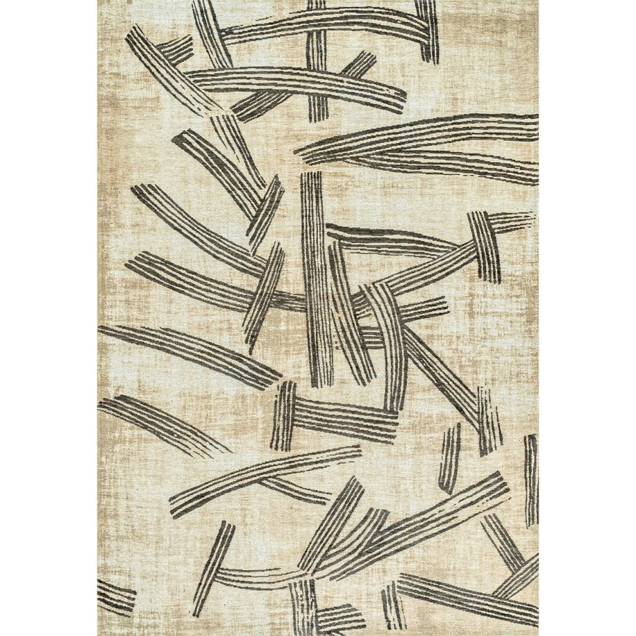 Wasbaar Binnen & Buiten Vloerkleed - 140 x 140 cm - Louis De Poortere Kanji Slate - Laagpolig Tapijt - Gerecycled PET - Made in Belgium - Circulair afbeelding 1