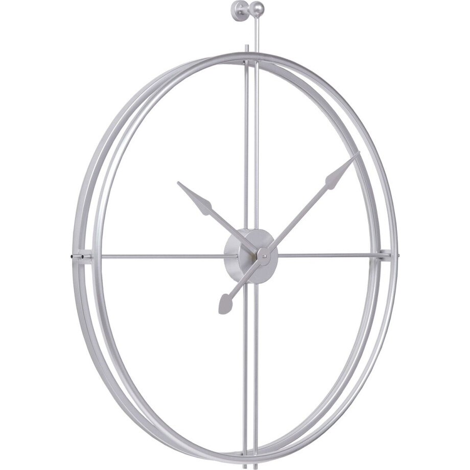 LW Collection XL Wandklok zilver 80cm - Grote wandklok zilverkleurig - minimalistische Industriële klok metaal - wandklok industrieel afbeelding 1
