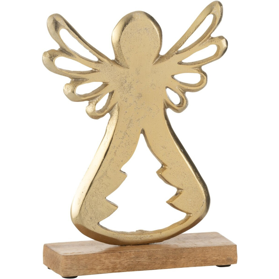 J-Line decoratie Engel Op Voet - aluminium/hout - goud - large J-Line decoratie Engel Op Voet - aluminium/hout - goud - large afbeelding 1