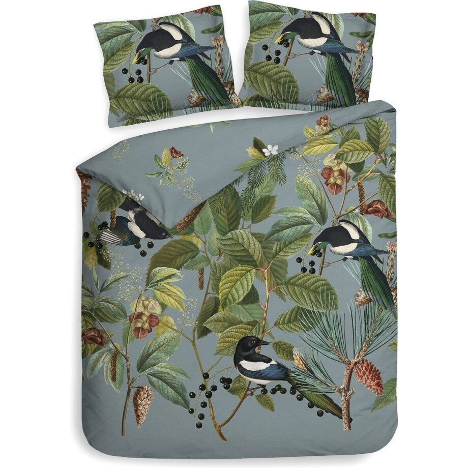 Heckett & Lane Milan Dekbedovertrek - Tweepersoons - 200x200/220cm - Katoen Satijn dekbedovertrek - Blue afbeelding 1