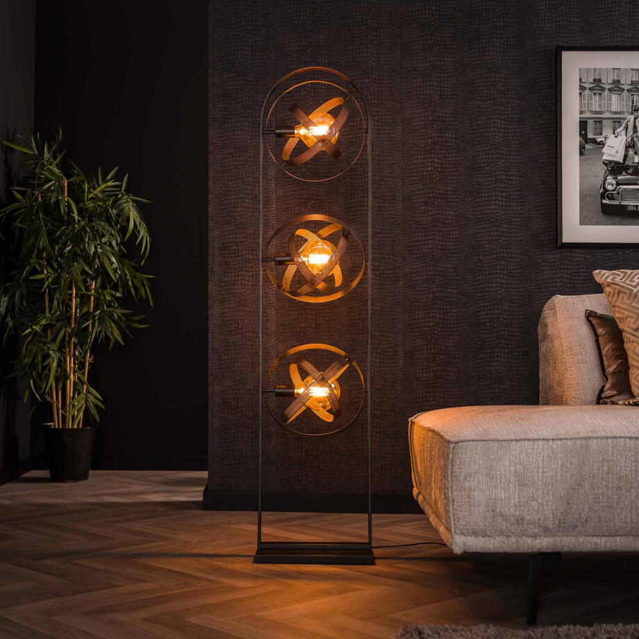 LifestyleFurn Vloerlamp 'Denton' Artic black, 3-lamps afbeelding 1