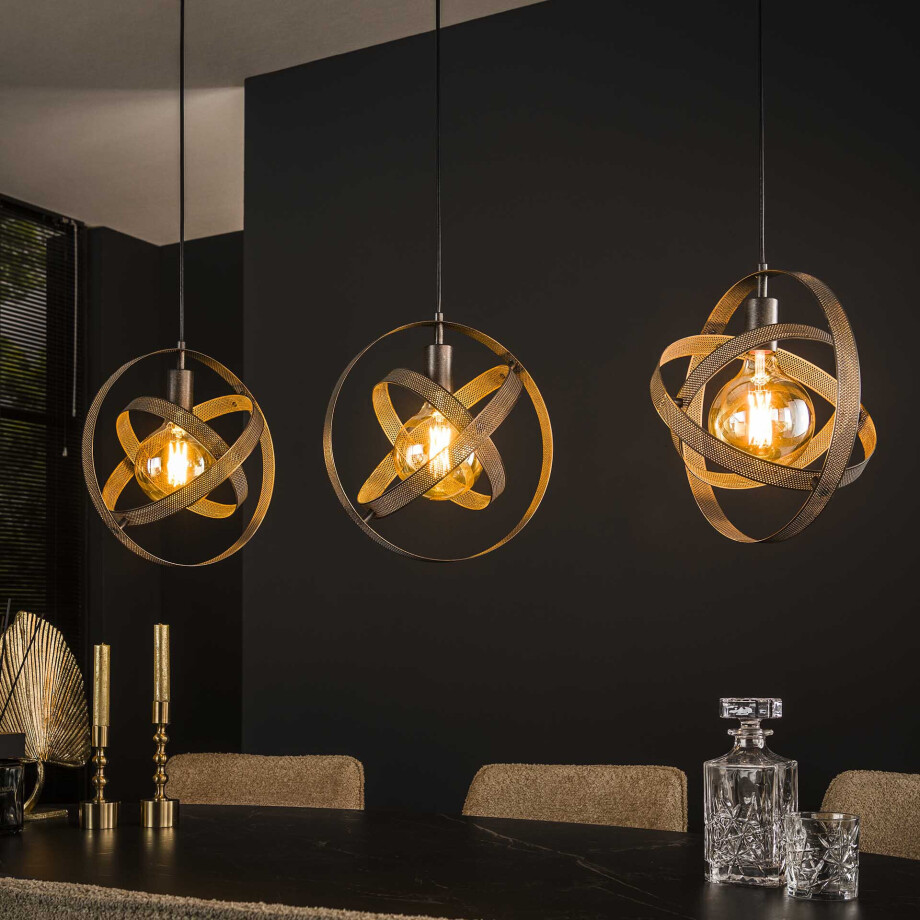 LifestyleFurn Hanglamp 'Brando' 3-lamps, kleur Artic Zwart LifestyleFurn Hanglamp 'Brando' 3-lamps, kleur Artic Zwart afbeelding 1