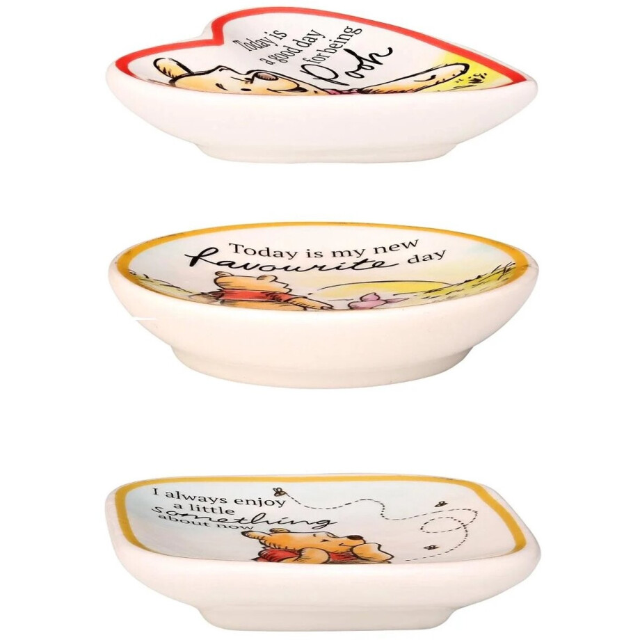 Disney Winnie the Pooh 3pc Multicoloured Ceramic Gift Mini Trinket Tray set afbeelding 1