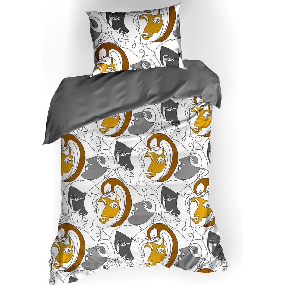 De Witte Lietaer Dekbedovertrek Katoen Satijn Anastasia - Eenpersoons - 140 x 200/220 cm - Grijs afbeelding 1