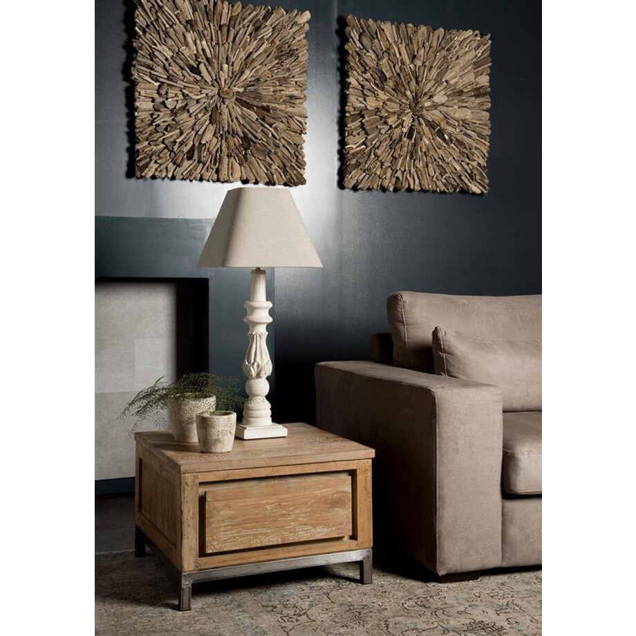 Tower Living Bijzettafel Venetie - Rond Bruin Hout - Incl. Opbergruimte - 64x64x42cm afbeelding 1