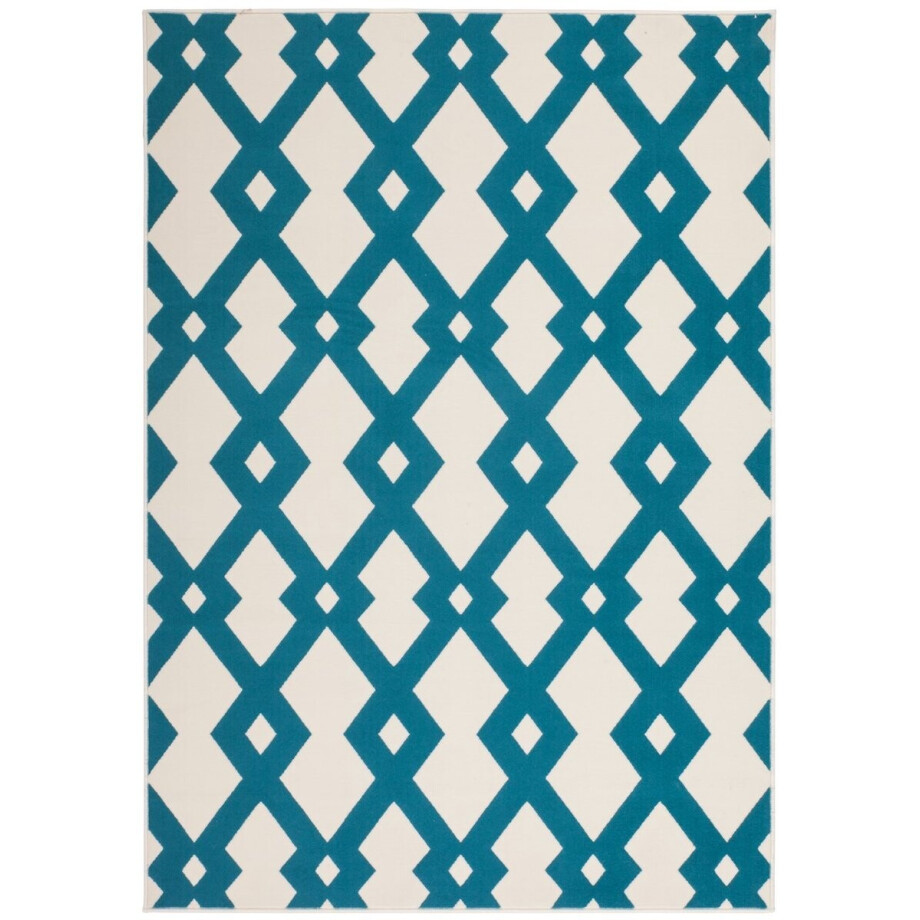 Padiro laagpolig vloerkleed 160 x 230 cm - creme / off-white / turkoois - modern & retro - geschikt voor vloerverwarming - van polypropyleen afbeelding 1