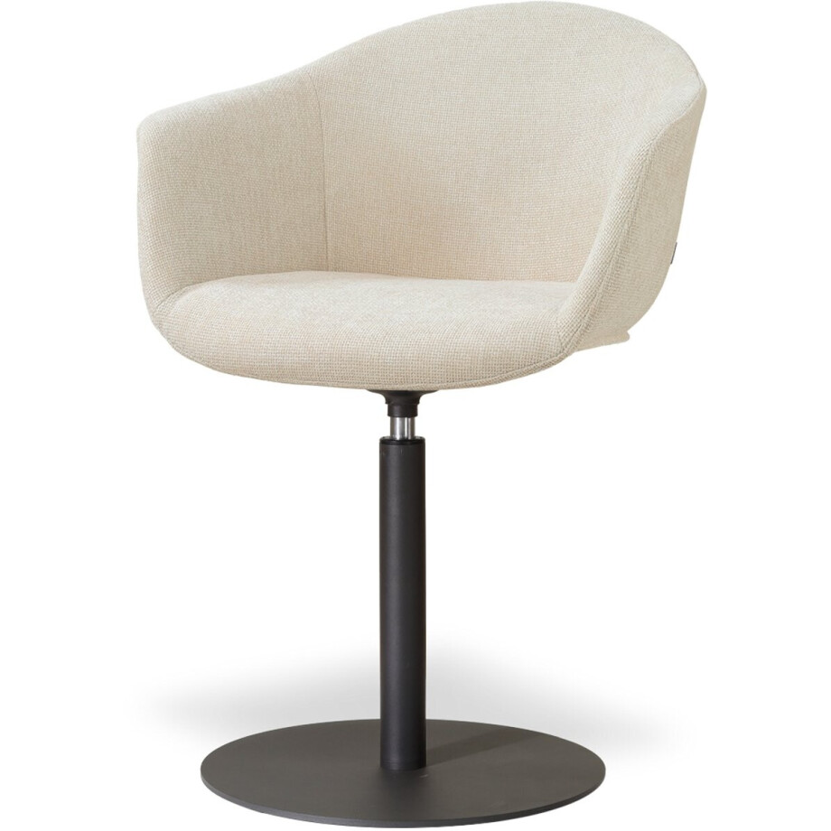 Nolon Niva-Otis Draaibare Tulp Eetkamerstoel Cottonbeige - Mat Zwart Onderstel - Armstoel - Japandi afbeelding 1