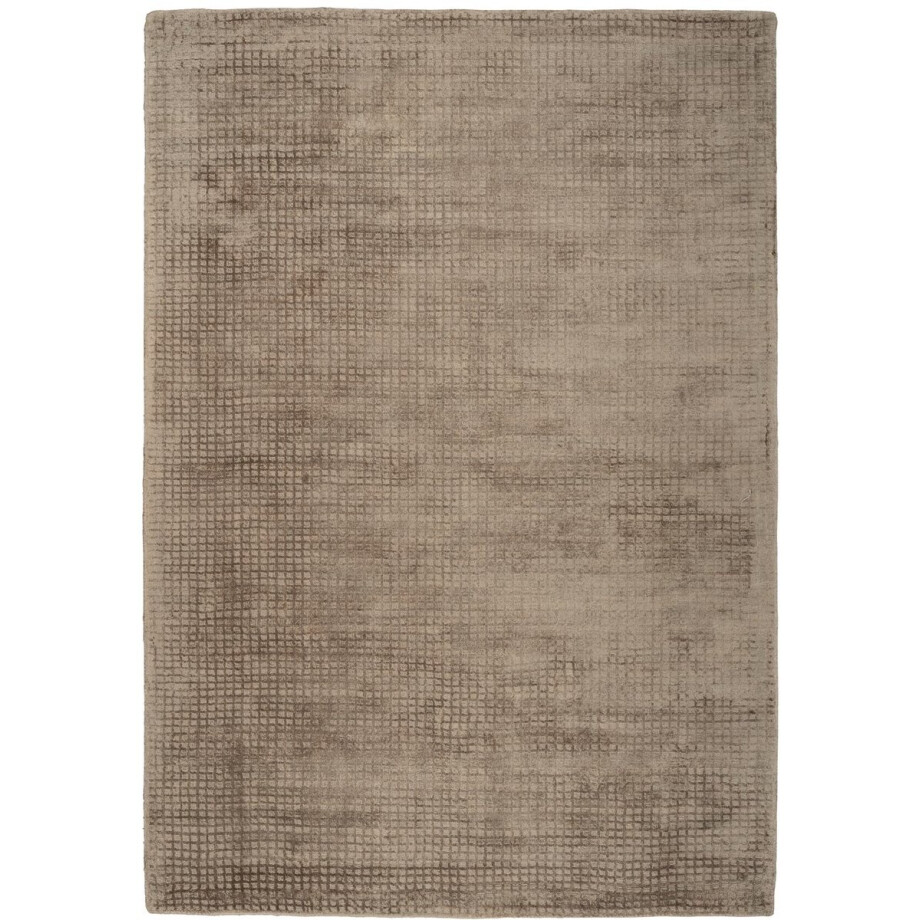 Padiro stijlvol laagpolig vloerkleed 120 x 170 cm - donkerbeige - modern effen ontwerp - voor vloerverwarming - van viscose en katoen afbeelding 1
