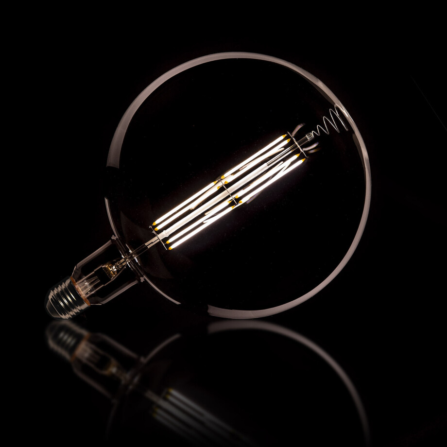 Kooldraadlamp 'Bol XXL' Ø20cm, LED E27 / 8W, Smoke grey, dimbaar Kooldraadlamp 'Bol XXL' Ø20cm, LED E27 / 8W, Smoke grey, dimbaar afbeelding 1