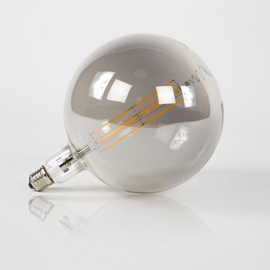 Kooldraadlamp 'Bol XXL' Ø20cm, LED E27 / 8W, Smoke grey, dimbaar afbeelding 1