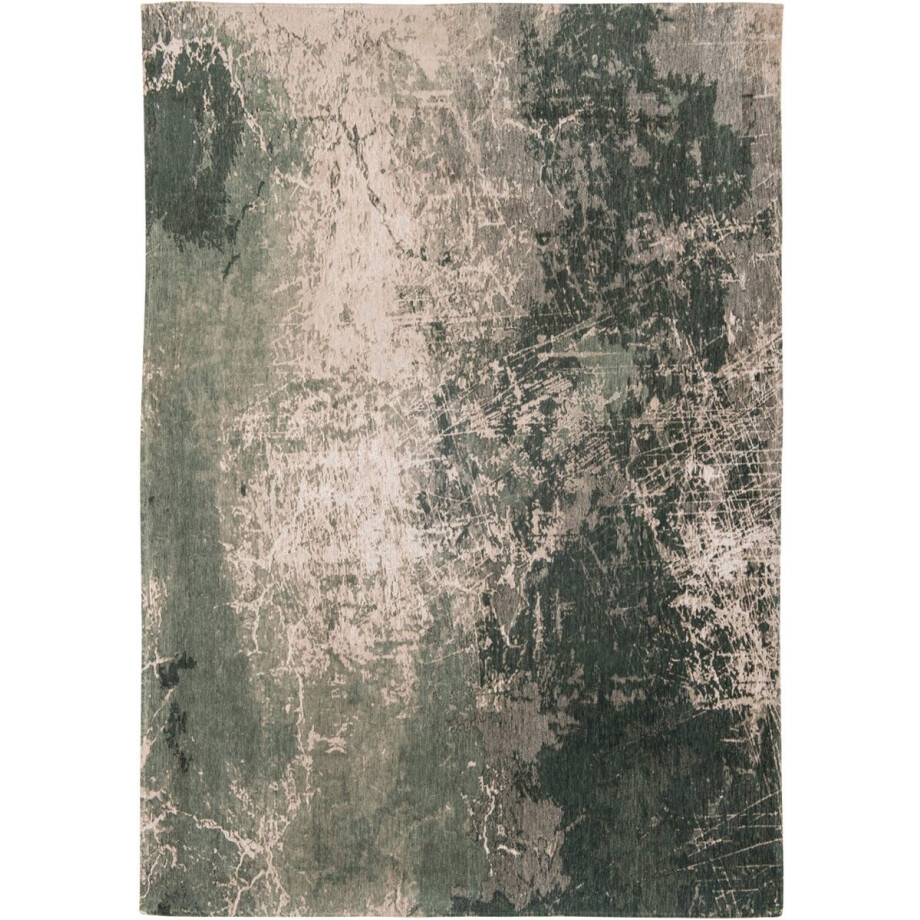 Wasbaar Binnen & Buiten Vloerkleed - 240 x 240 cm - Louis De Poortere Cracks Dark Pine - Laagpolig Tapijt - Gerecycled PET - Made in Belgium - Circulair afbeelding 1
