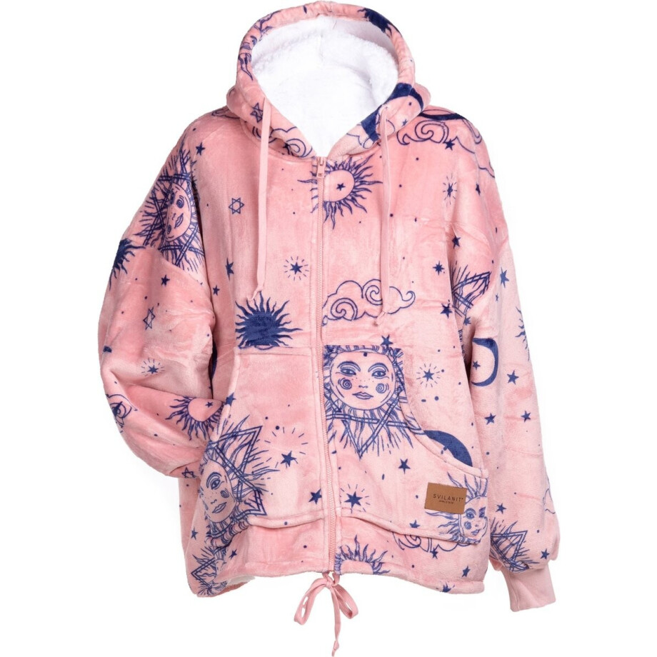 Vitapur Hoodie Deken met rits inclusief bijpassende sokken - Plaid - Snuggle hoodie - Hoodie deken - Fleece Deken - Deken - Cadeau - Carrol Roze afbeelding 1