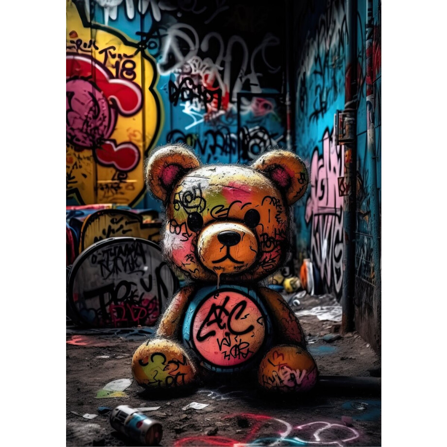 Teddy Bear Graffit- Kristal Helder Galerie kwaliteit Plexiglas 5mm.- Blind Aluminium Ophang-frame- Fotokunst- luxe wanddecoratie- Akoestisch en UV Werend- inclusief verzending Teddy Bear Graffit- Kristal Helder Galerie kwaliteit Plexiglas 5mm.- Blind Aluminium Ophang-frame- Fotokunst- luxe wanddecoratie- Akoestisch en UV Werend- inclusief verzending afbeelding 1