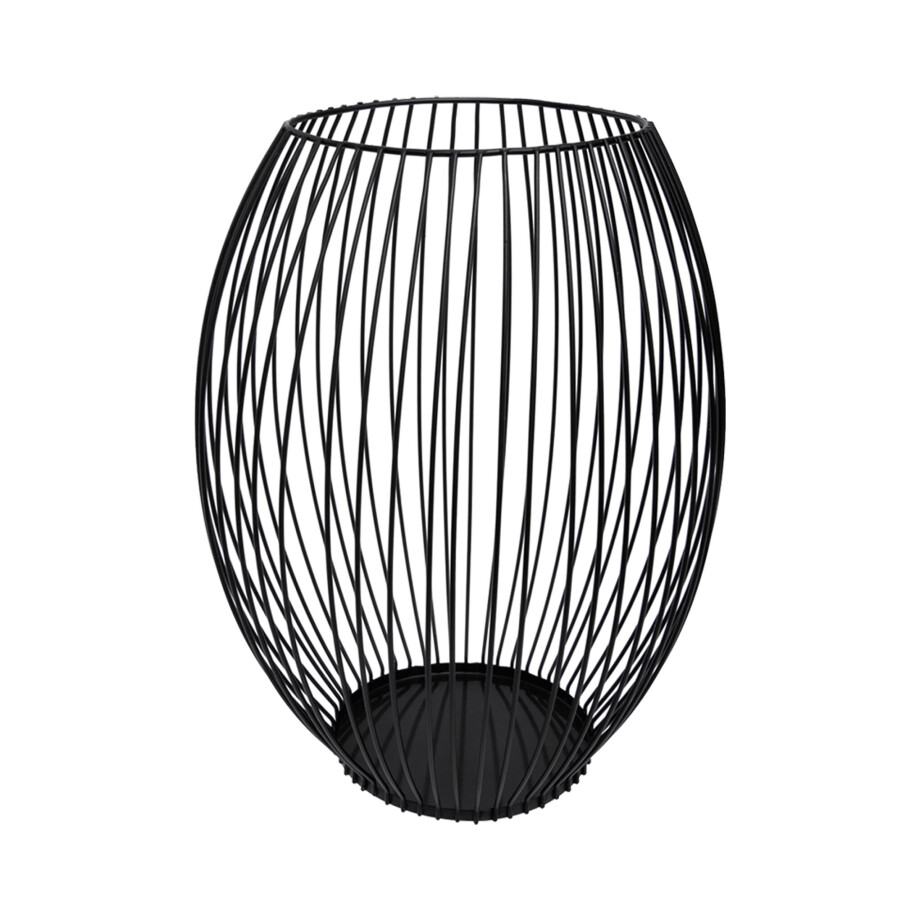 QUVIO Kaarsenhouder met frame - ø9x21 cm - Rond - Metaal - Zwart afbeelding 1