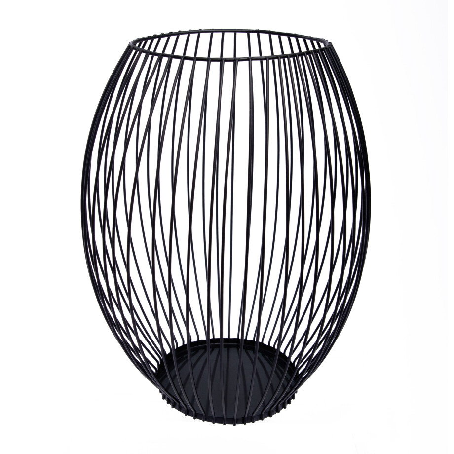QUVIO Kaarsenhouder met frame - 24 cm - Rond - Metaal - Zwart afbeelding 1