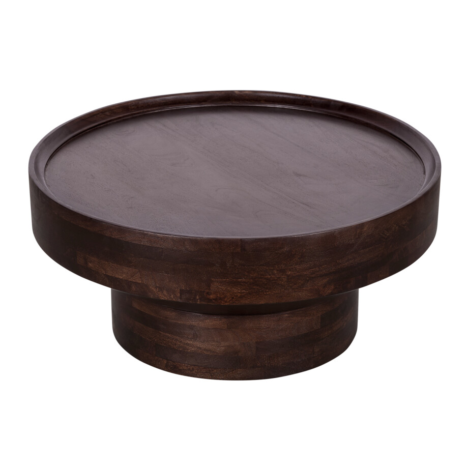 Lewis & Loft Salontafel Luus - FSC® mangohout - Rond ⌀80 cm- Walnoot bruin afbeelding 1