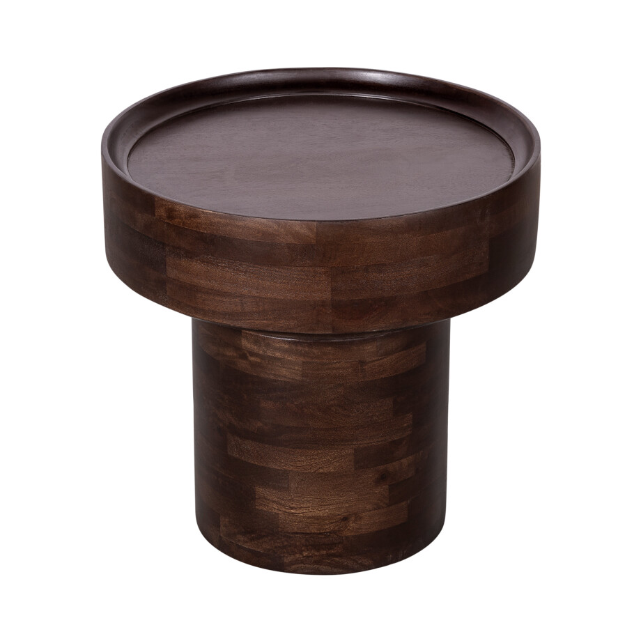 Lewis & Loft Bijzettafel Luus - Rond - FSC® mangohout - Rond ⌀50 - Walnoot bruin afbeelding 1